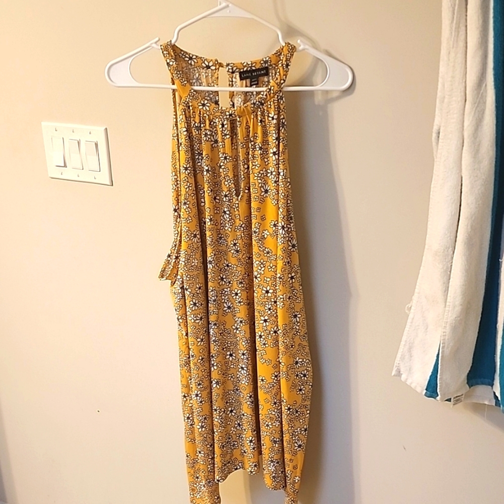 Lane Bryant size 30/32 super cute yellow dress with flowers on it. Worn once.